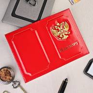 A-075 Обложка на паспорт (металл. герб РФ/нат. кожа) - A-075 Обложка на паспорт (металл. герб РФ/нат. кожа)