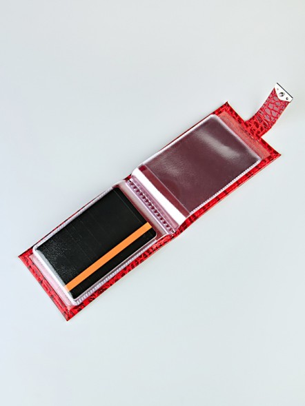 H-056 Визитница на кнопке горизонтальная (кайман/нат. кожа)