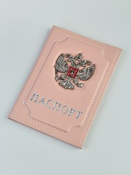 A-138 Обложка на паспорт флотер (металл. герб РФ/эко-кожа)