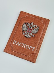A-138 Обложка на паспорт флотер (металл. герб РФ/эко-кожа)