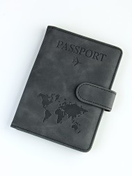 A-116 Обложка на паспорт c кнопкой "Travel 101" (эко-кожа)